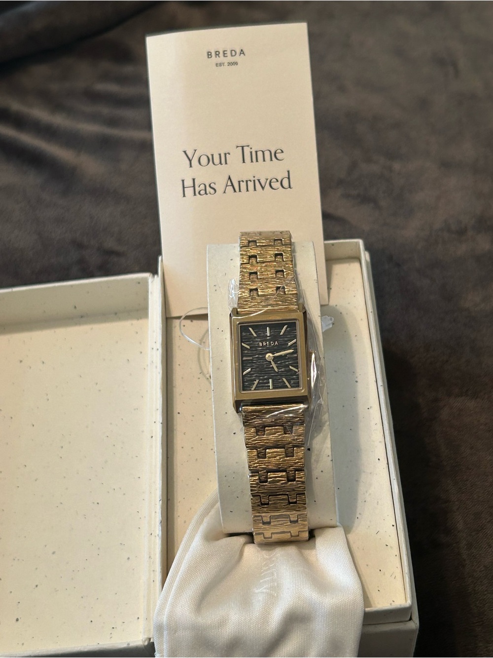BREDA Women’s Gold Tone Rectangular Bracelet Watch